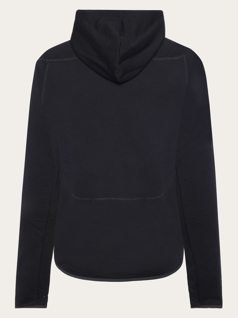KnowledgeCotton Apparel - WMN Dynamic Wool 320 Fleece hoody - RWS Fleeces 1300 Black Jet