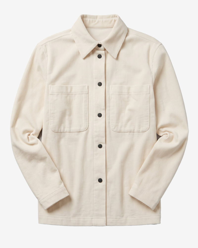 KnowledgeCotton Apparel - WMN Corduroy overshirt Overshirts 1387 Egret