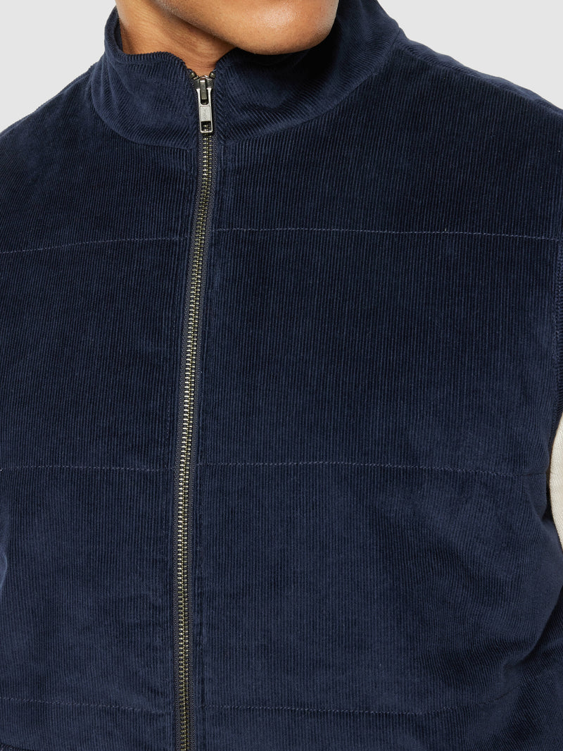 KnowledgeCotton Apparel - MEN Corduroy overshirt Vests 1412 Night Sky