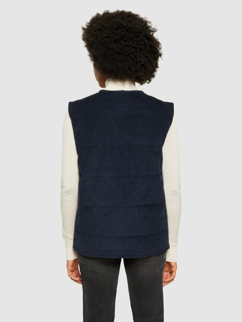 KnowledgeCotton Apparel - WMN Corduroy overshirt Vests 1412 Night Sky