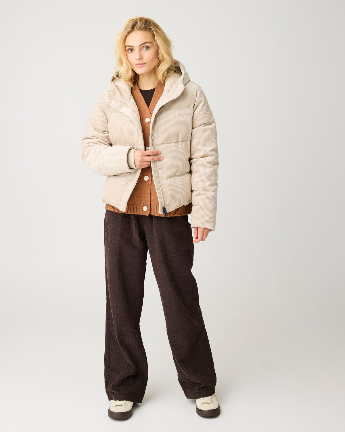 KnowledgeCotton Apparel - WMN Corduroy puffer jacket Jackets 1228 Light feather gray