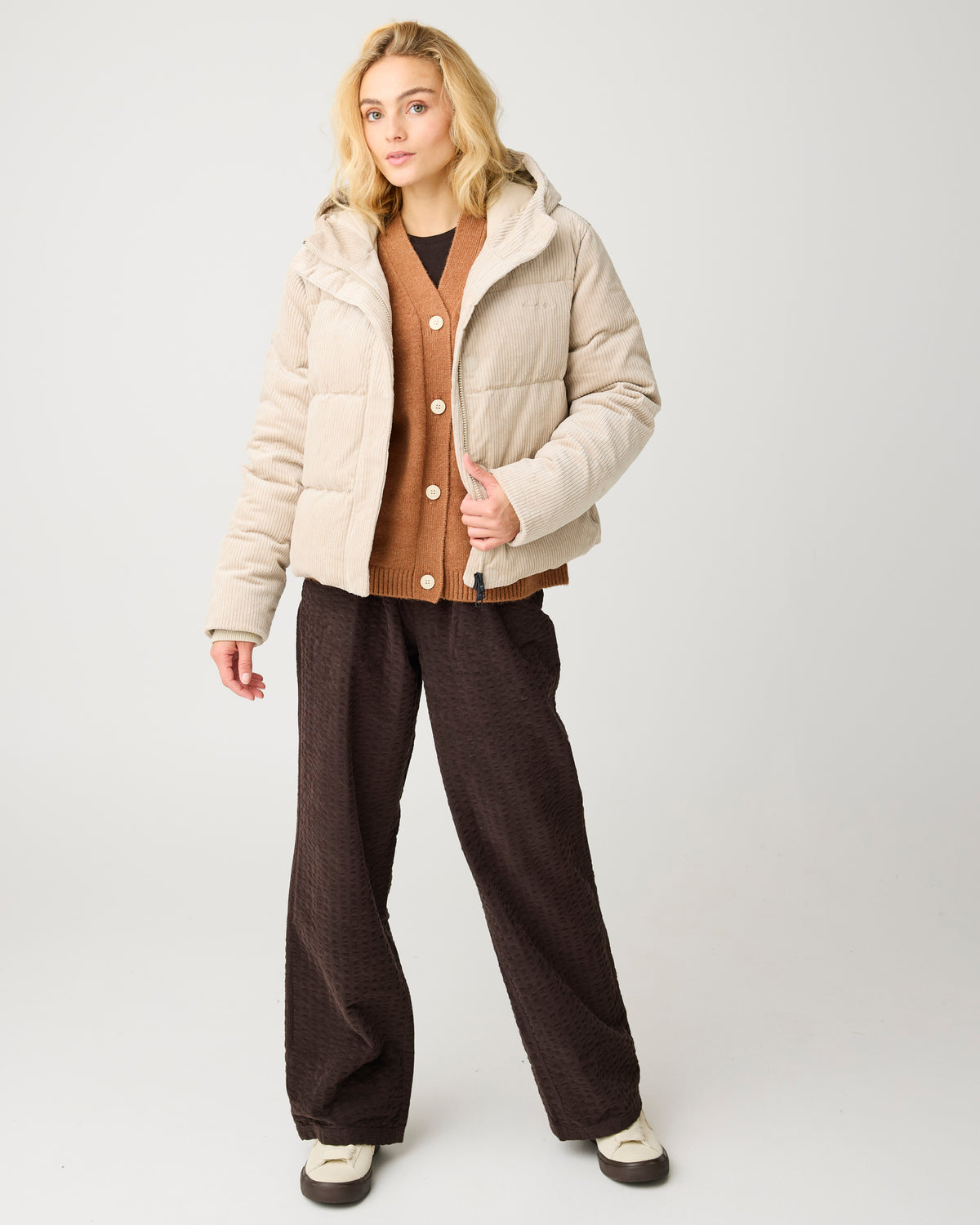 KnowledgeCotton Apparel - WMN Corduroy puffer jacket Jackets 1228 Light feather gray
