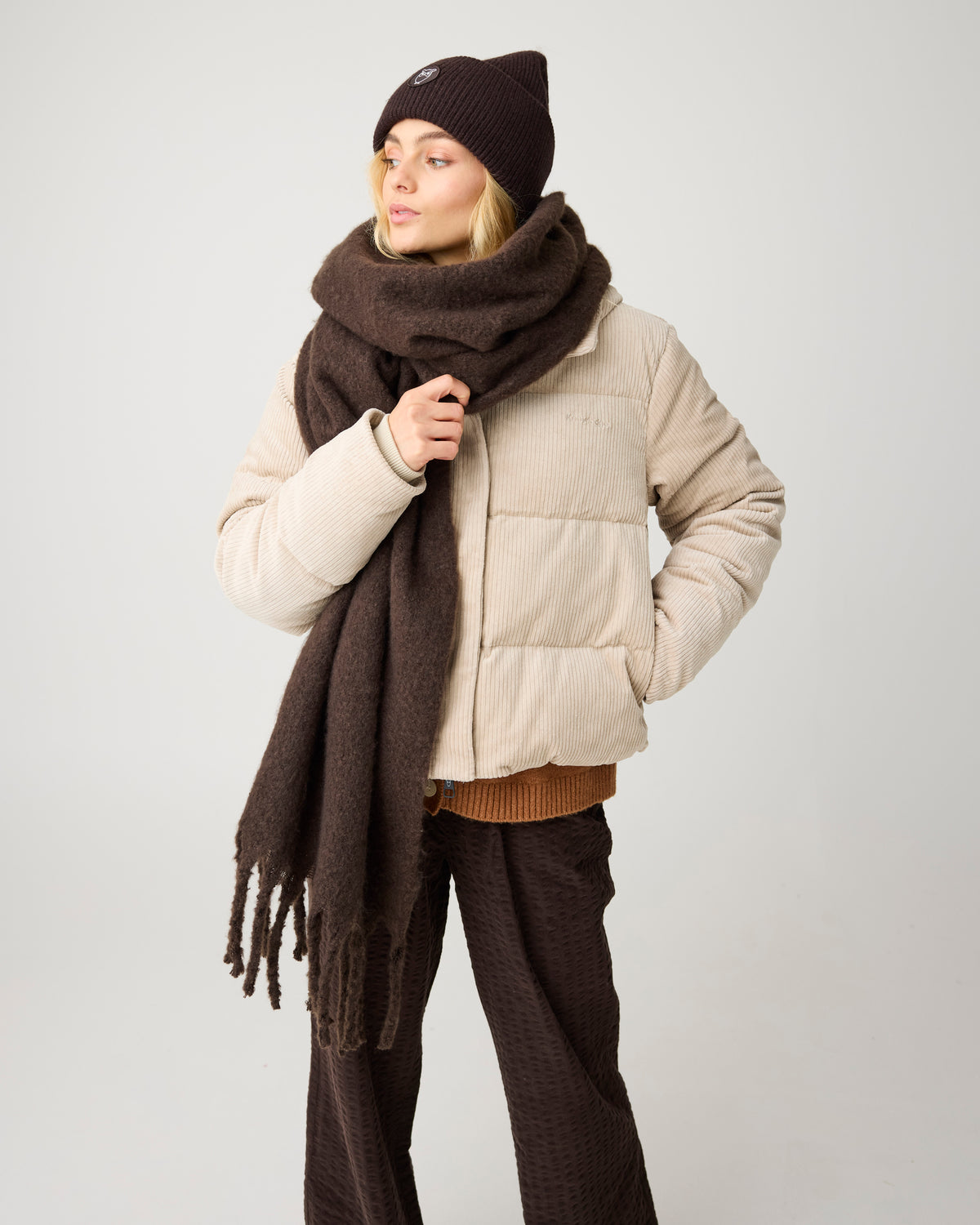 KnowledgeCotton Apparel - WMN Corduroy puffer jacket Jackets 1228 Light feather gray
