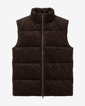 KnowledgeCotton Apparel - MEN Corduroy puffer vest Vests 1487 Chocolate Torte