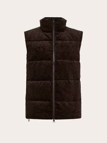 KnowledgeCotton Apparel - MEN Corduroy puffer vest Vests 1487 Chocolate Torte