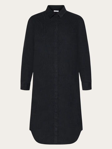 KnowledgeCotton Apparel - WMN Corduroy shirt dress Dresses 1300 Black Jet