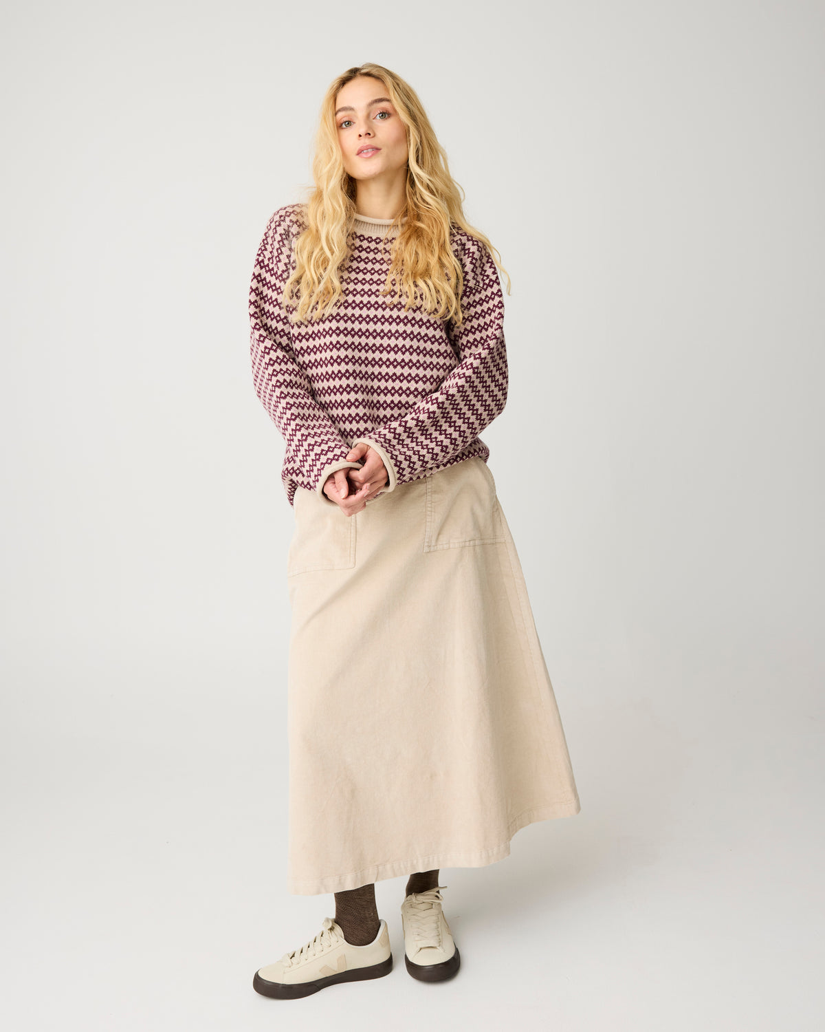 KnowledgeCotton Apparel - WMN Corduroy skirt Skirts 1228 Light feather gray