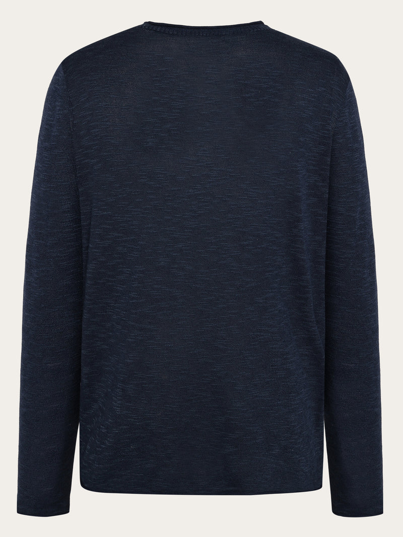 KnowledgeCotton Apparel - MEN Crew neck knit Tencel™ Knits 1001 Total Eclipse