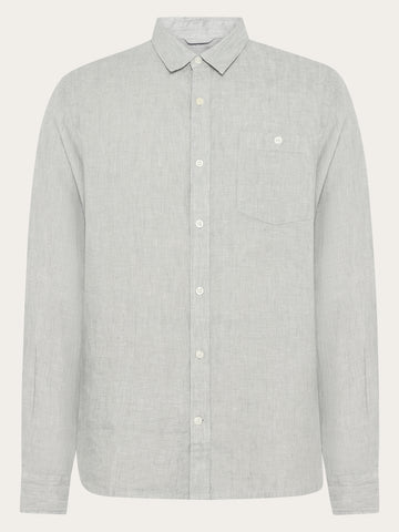 KnowledgeCotton Apparel - MEN Custom fit linen shirt Shirts 1496 Ultimate Grey - Yarndyed