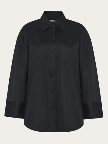 KnowledgeCotton Apparel - WMN Dew relaxed shirt Shirts 1300 Black Jet