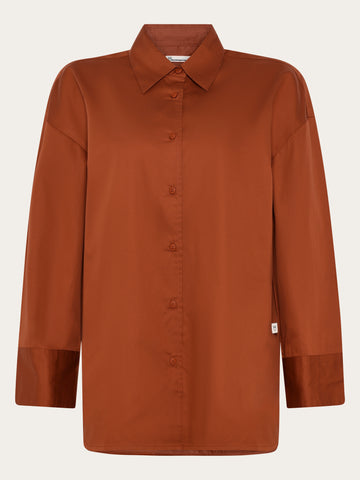 KnowledgeCotton Apparel - WMN Dew relaxed shirt Shirts 1488 Burnt Brick