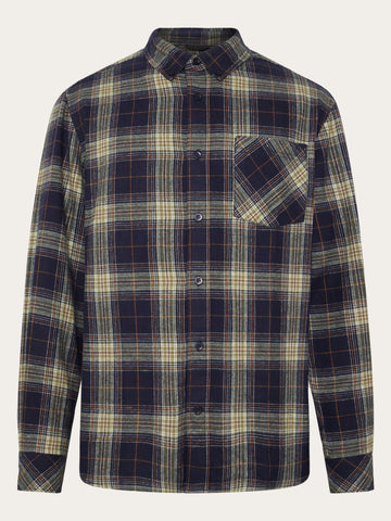 KnowledgeCotton Apparel - MEN Dune regular check flannel shirt Shirts 7021 blue check