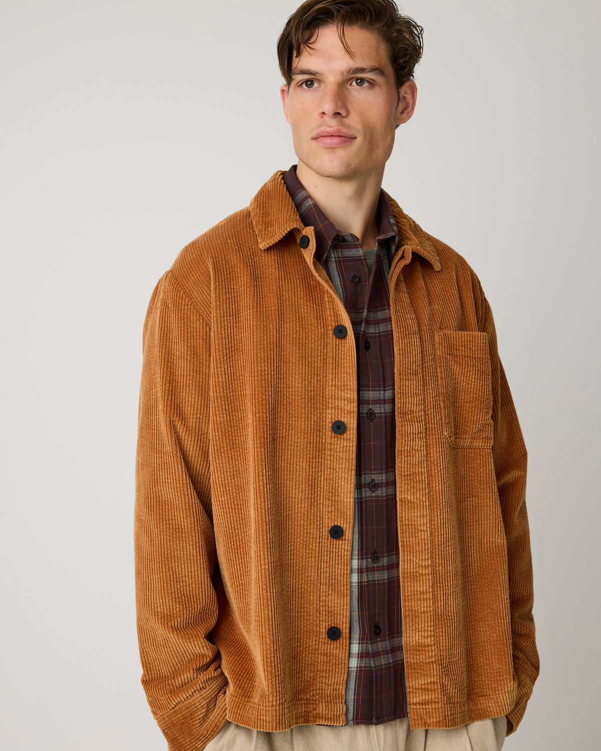 KnowledgeCotton Apparel - MEN Dune regular check flannel shirt Shirts 7035 Dark Brown check