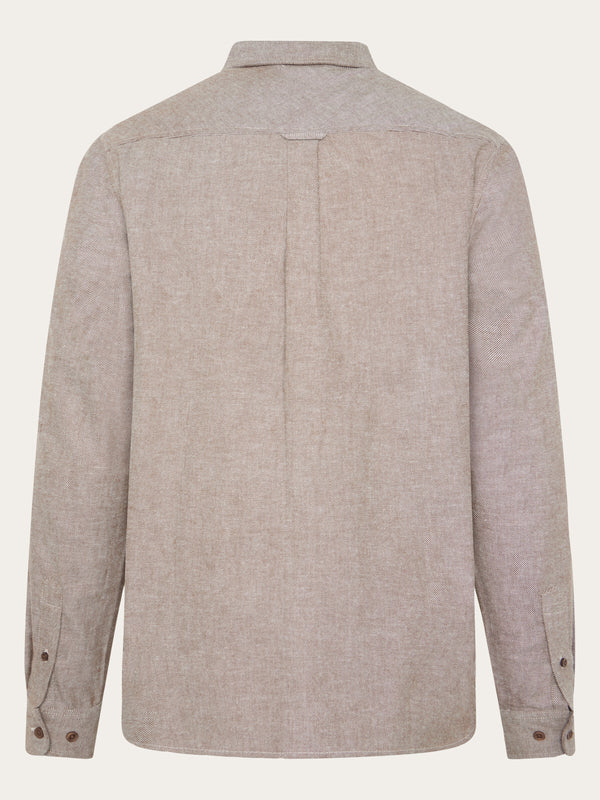 KnowledgeCotton Apparel - MEN Dune regular flannel shirt Shirts 1243 Demitasse (brown)