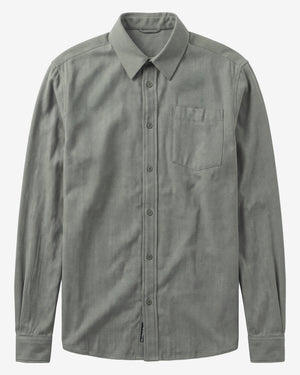 KnowledgeCotton Apparel - MEN Dune regular herringbone shirt Shirts 1090 Forest Night