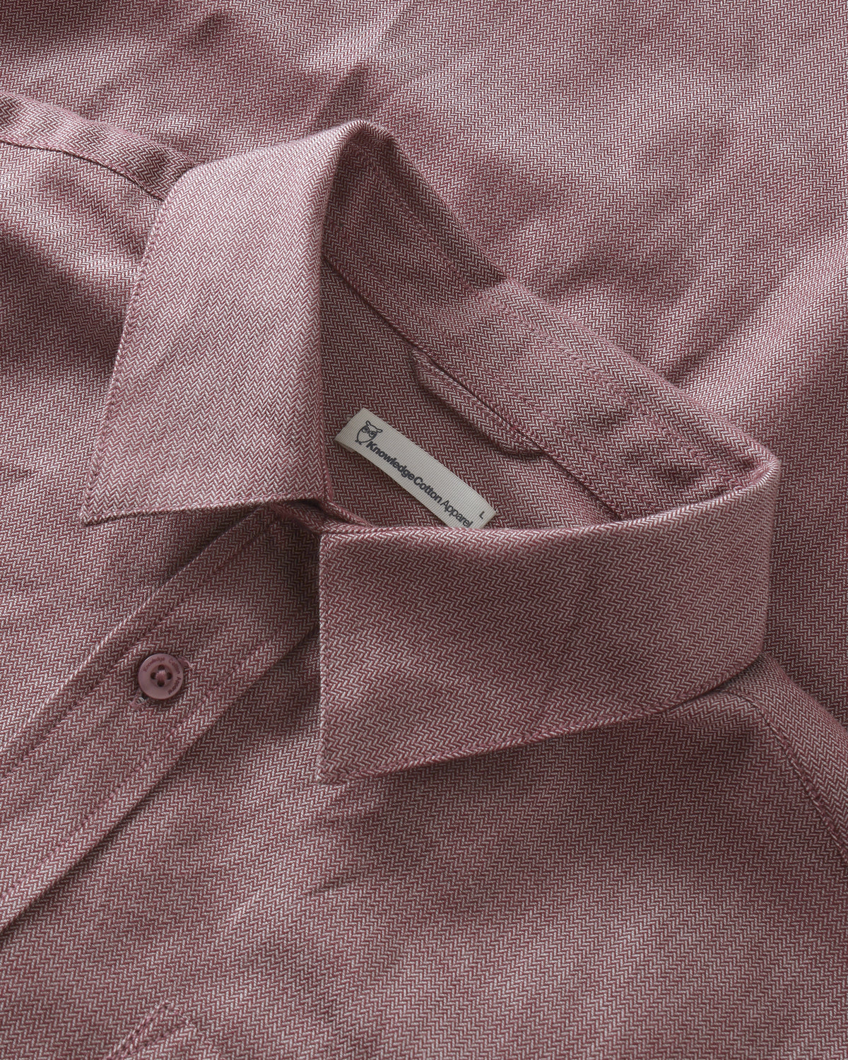 KnowledgeCotton Apparel - MEN Dune regular herringbone shirt Shirts 1500 Burgundy