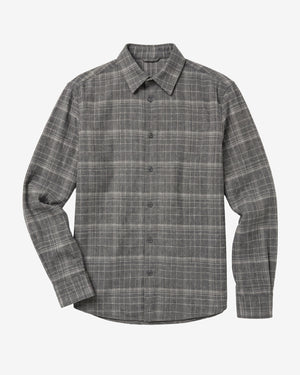KnowledgeCotton Apparel - MEN Dune regular merino check shirt Shirts 7031 Grey check