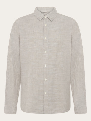 KnowledgeCotton Apparel - MEN Dune regular stripe shirt Shirts 8023 Green stripe