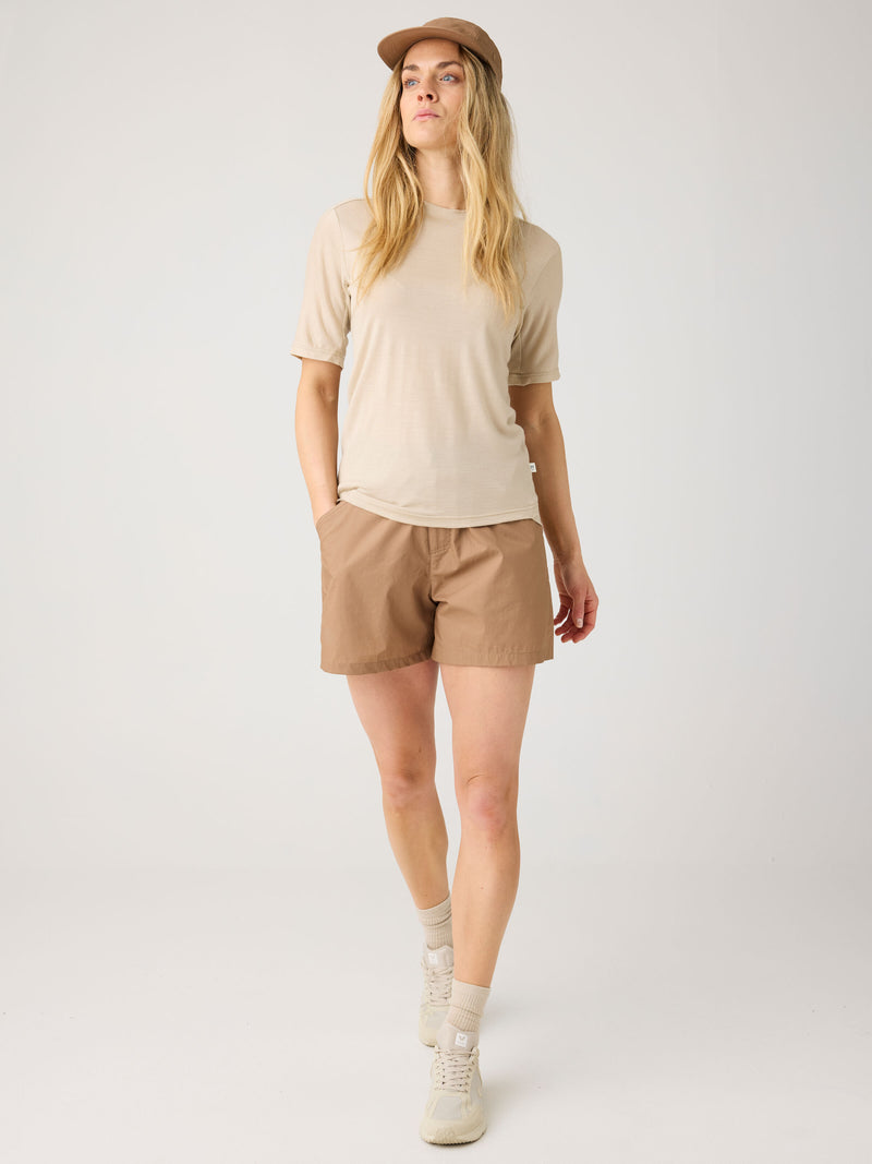 KnowledgeCotton Apparel - WMN Dynamic Wool 175 Single constructed t-shirt - RWS T-shirts 1228 Light feather gray