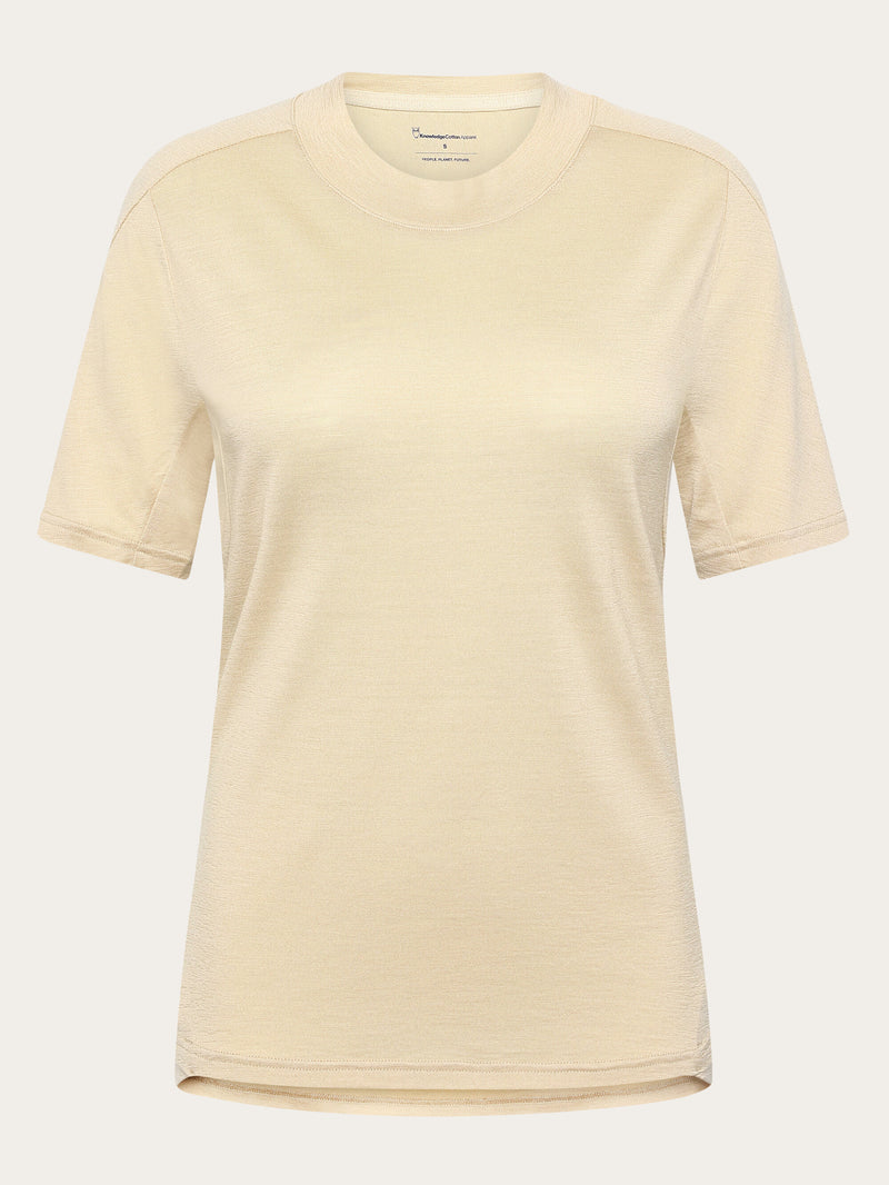 KnowledgeCotton Apparel - WMN Dynamic Wool 175 Single constructed t-shirt - RWS T-shirts 1228 Light feather gray