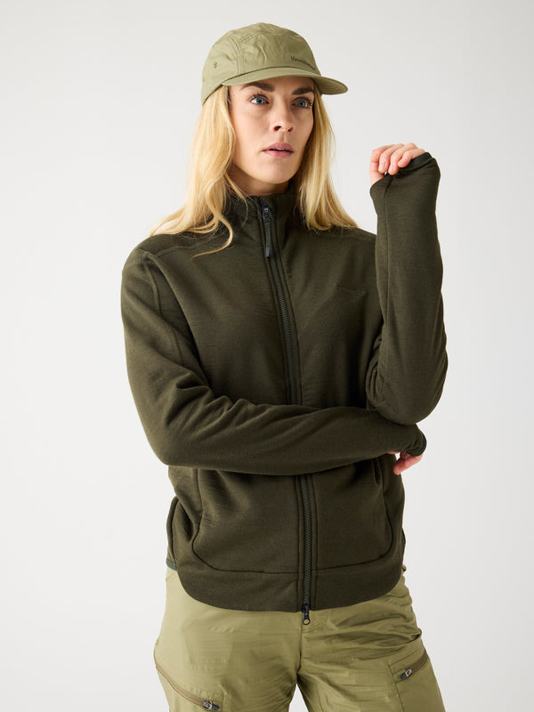 KnowledgeCotton Apparel - WMN Dynamic wool fleece full zip Fleeces 1090 Forrest Night