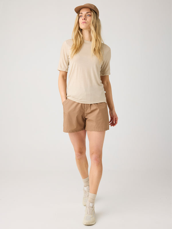 KnowledgeCotton Apparel - WMN Dynamic wool t-shirt T-shirts 1228 Light feather gray