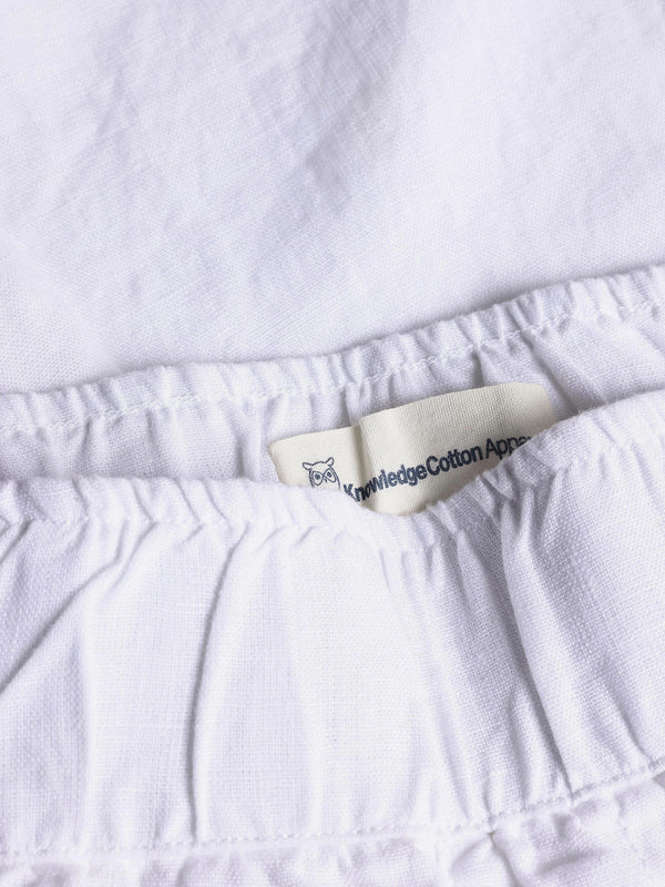 KnowledgeCotton Apparel - WMN EVE culotte high-rise wide linen shorts - GOTS/Vegan Shorts 1010 Bright White