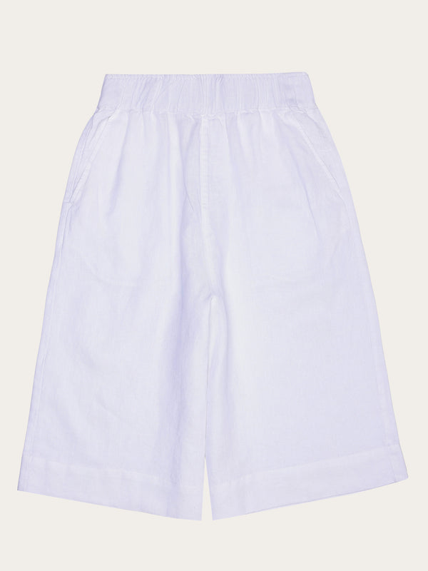 KnowledgeCotton Apparel - WMN EVE culotte high-rise wide linen shorts - GOTS/Vegan Shorts 1010 Bright White