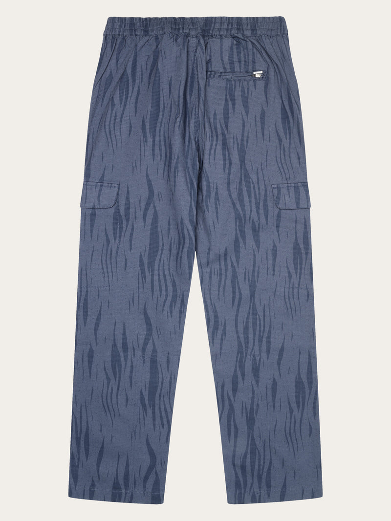 KnowledgeCotton Apparel - MEN FLINT ripstop Northern Lights twill belt cargo pants - GOTS/Vegan Pants 9921 Blue