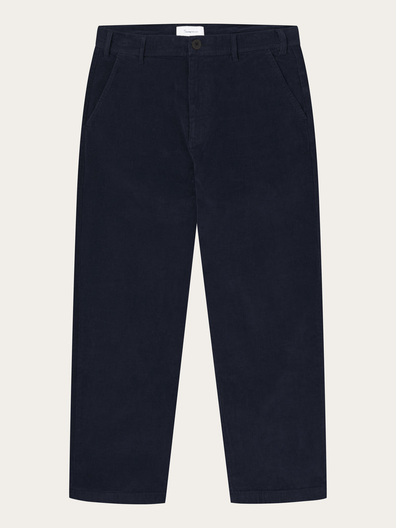 KnowledgeCotton Apparel - MEN FLINT wide corduroy chino pants Pants 1412 Night Sky