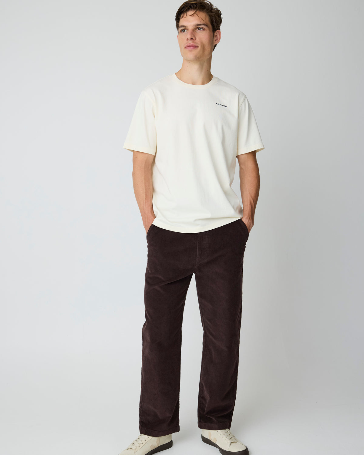 KnowledgeCotton Apparel - MEN FLINT wide corduroy chino pants Pants 1487 Chocolate Torte