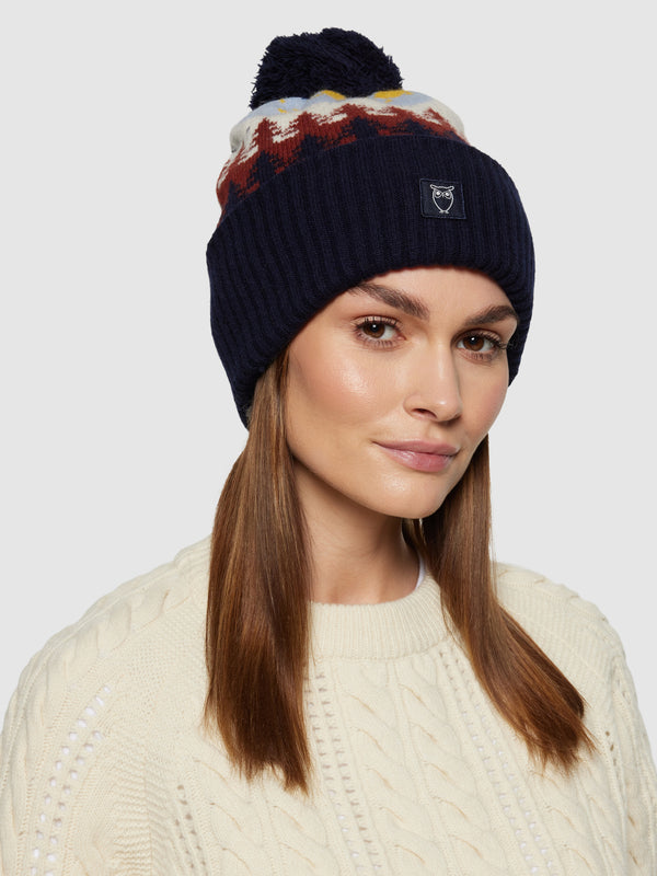 KnowledgeCotton Apparel - UNI Fair Isle beanie - RWS Hats 9932 Multi color AOP