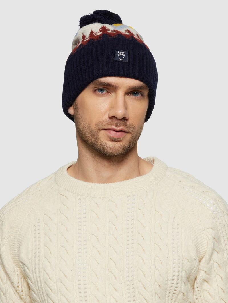KnowledgeCotton Apparel - UNI Fair Isle beanie - RWS Hats 9932 Multi color AOP