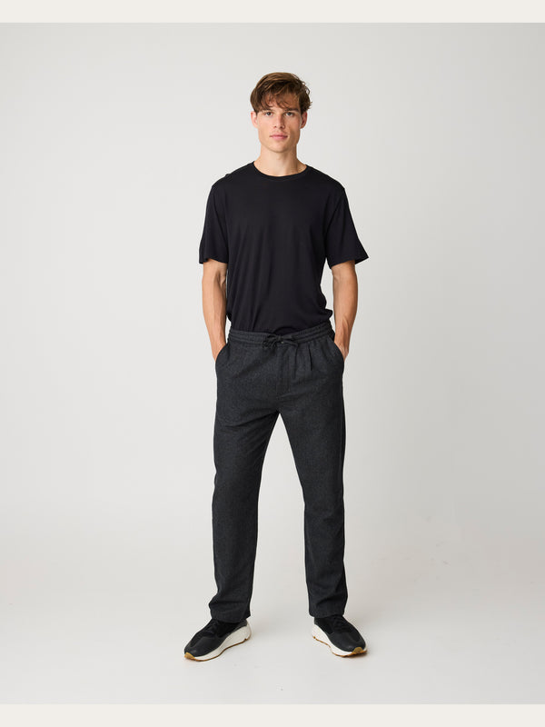 KnowledgeCotton Apparel - MEN Fig comfort wool pants Pants 1073 Dark Grey Melange