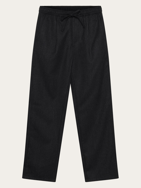 KnowledgeCotton Apparel - MEN Fig comfort wool pants Pants 1073 Dark Grey Melange