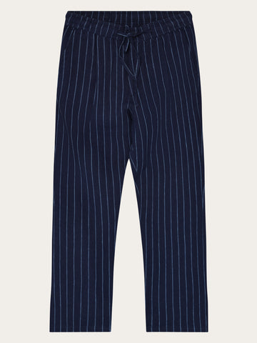 KnowledgeCotton Apparel - MEN Fig loose linen pants Pants 8021 Blue stripe
