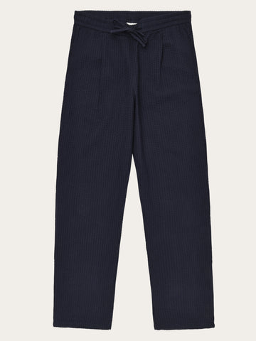 KnowledgeCotton Apparel - MEN Fig loose seersucker pants Pants 1412 Night Sky