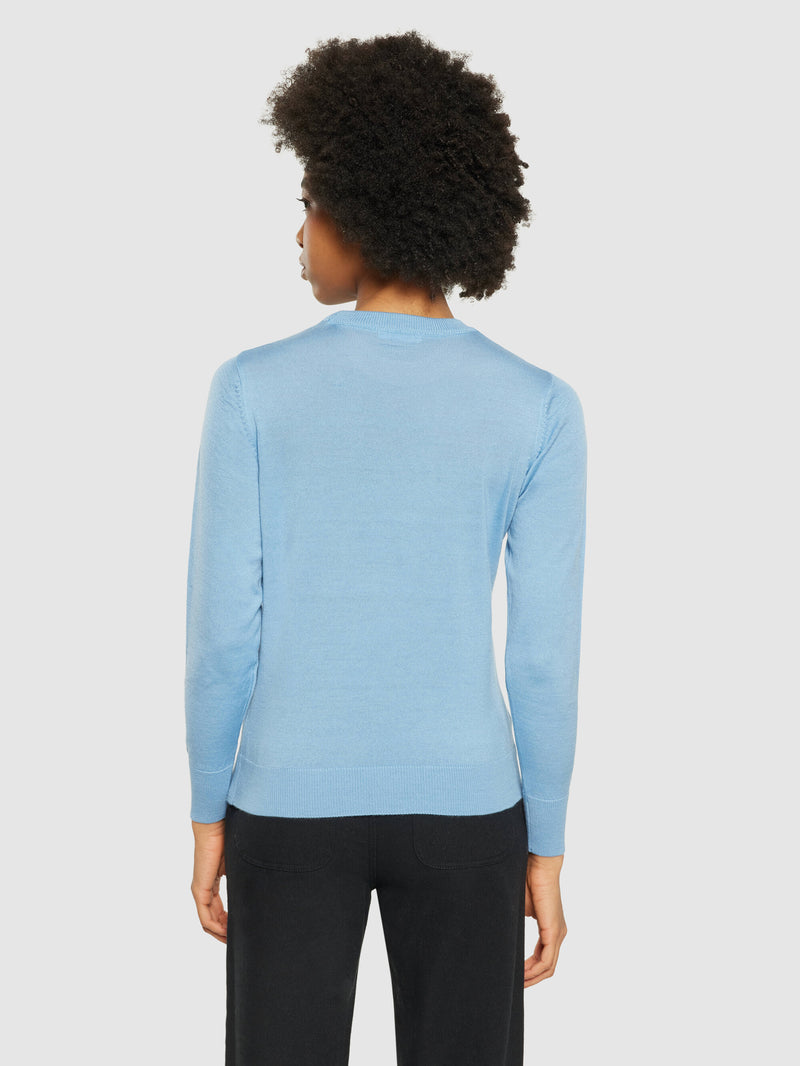 KnowledgeCotton Apparel - WMN Fine merino crew neck - RWS Knits 1463 Glacier Lake