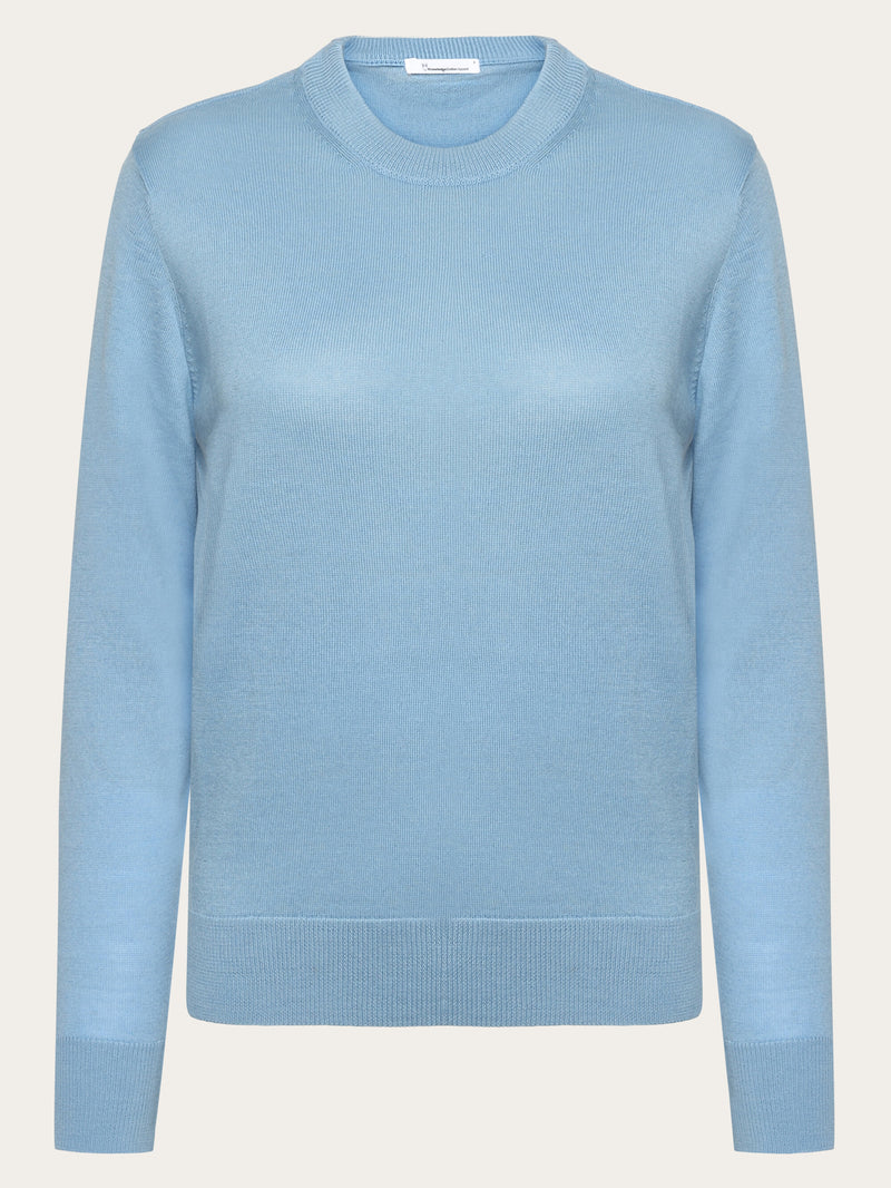 KnowledgeCotton Apparel - WMN Fine merino crew neck - RWS Knits 1463 Glacier Lake