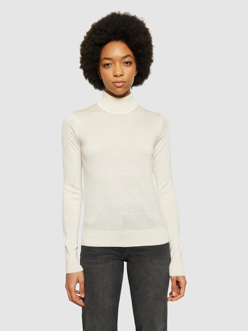 KnowledgeCotton Apparel - WMN Fine merino roll neck - RWS Knits 1346 Kelp