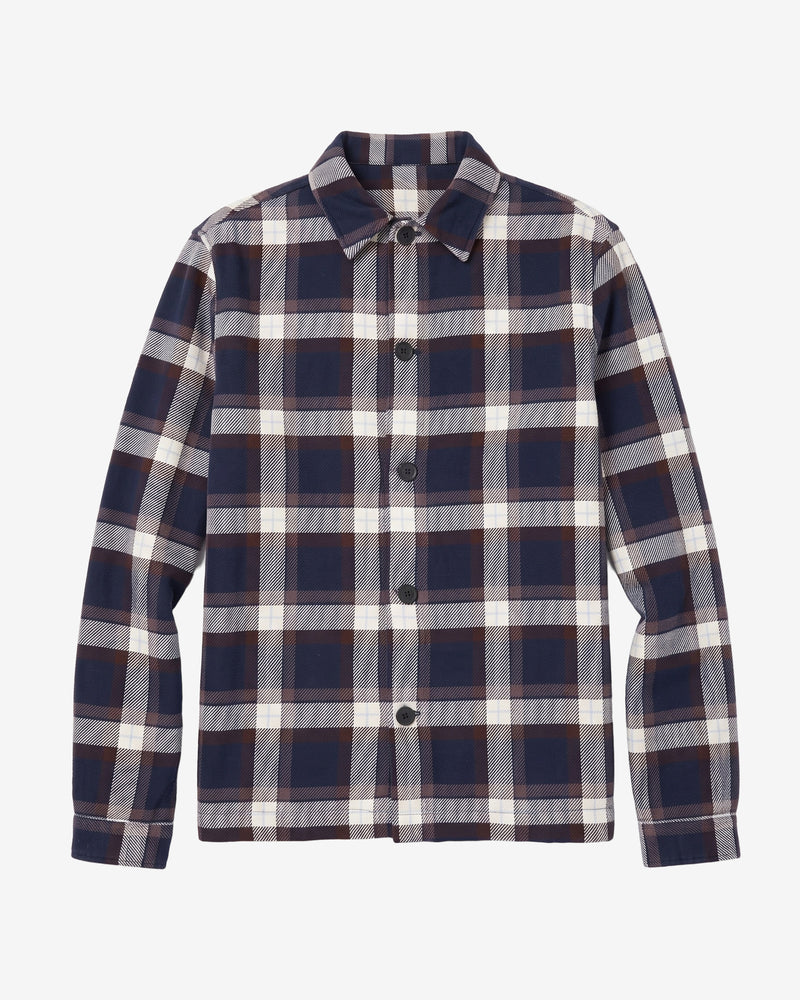 KnowledgeCotton Apparel - MEN Flannel check overshirt Overshirts 7036 Navy