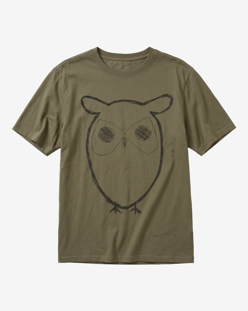 KnowledgeCotton Apparel - MEN Front print t-shirt T-shirts 1068 Burned Olive