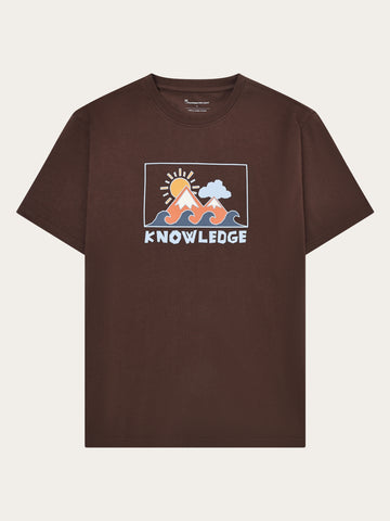 KnowledgeCotton Apparel - MEN Front print t-shirt T-shirts 1489 Shaved Chocolate