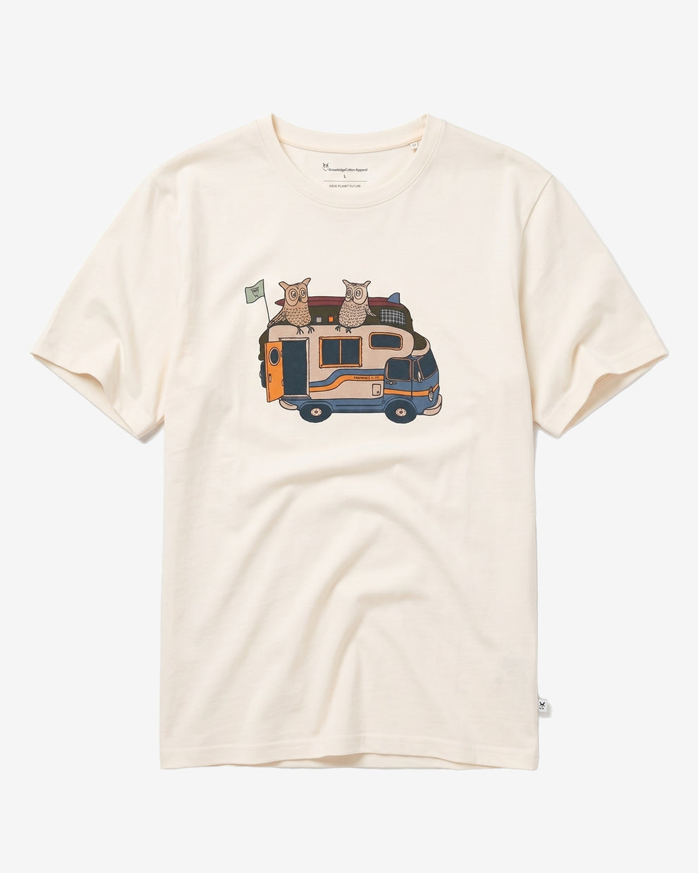 KnowledgeCotton Apparel - MEN Front print t-shirt T-shirts 1387 Egret