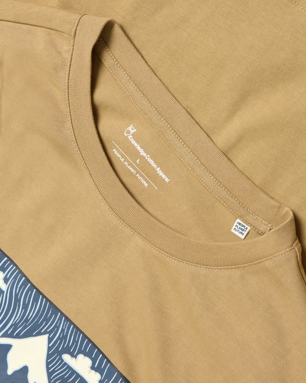 KnowledgeCotton Apparel - MEN Front print t-shirt T-shirts 1336 Kelp melange