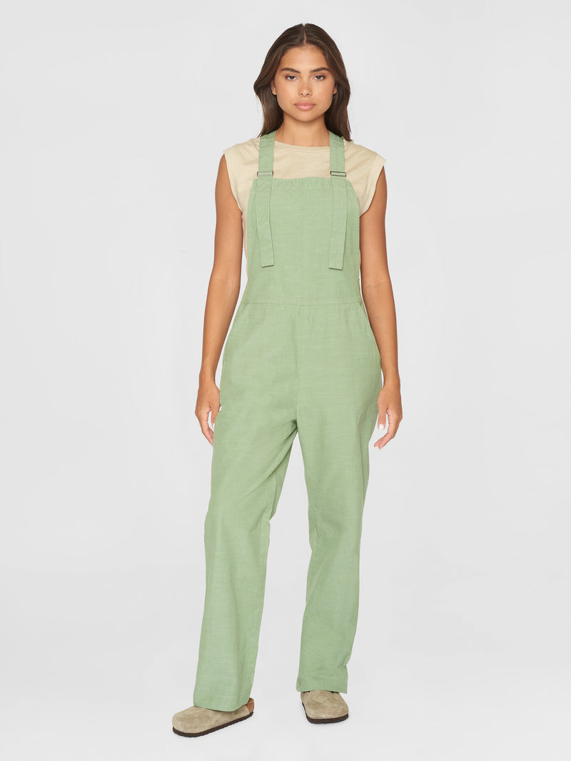 KnowledgeCotton Apparel - WMN GALE straight slub yarn jumpsuit - GOTS/Vegan Jumpsuits 1454 Shale Green