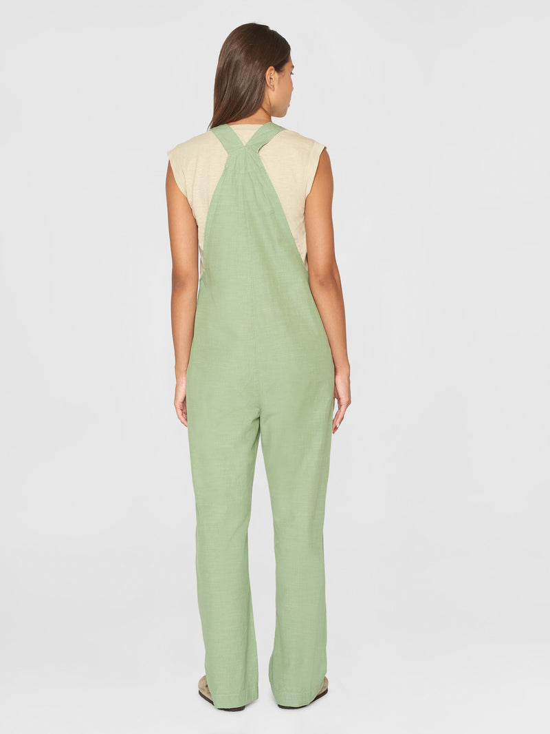 KnowledgeCotton Apparel - WMN GALE straight slub yarn jumpsuit - GOTS/Vegan Jumpsuits 1454 Shale Green