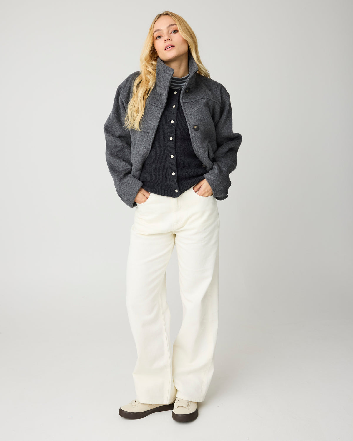 KnowledgeCotton Apparel - WMN Gale regular twill pants Pants 1387 Egret