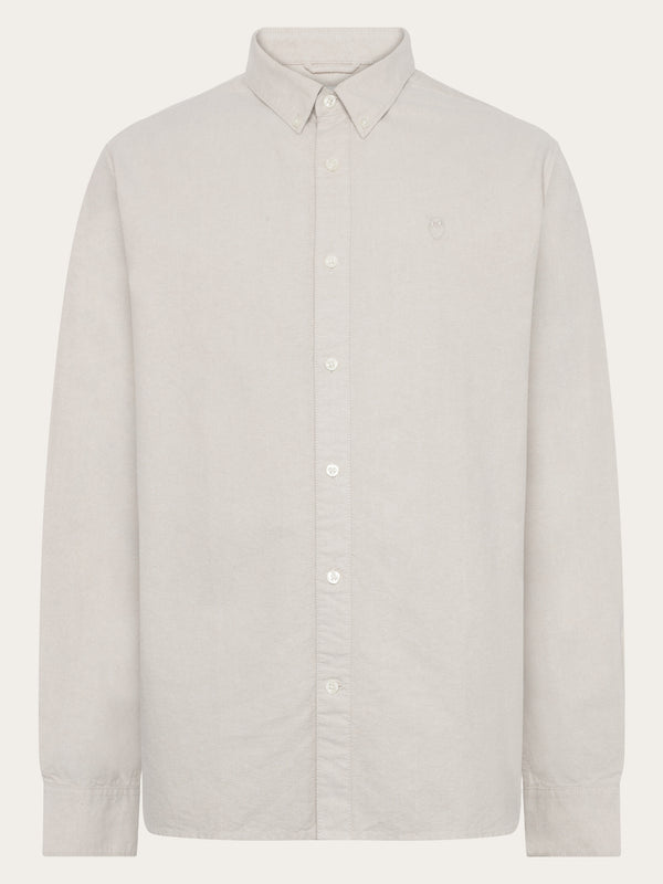 KnowledgeCotton Apparel - MEN Harald Small Owl Oxford Regular Fit Shirt - GOTS/Vegan Shirts 1228 Light feather gray