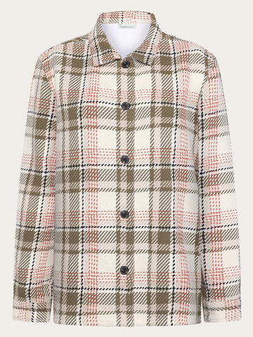 KnowledgeCotton Apparel - WMN Heavy flannel checked overshirt - GOTS/Vegan Overshirts 7033 Creme check
